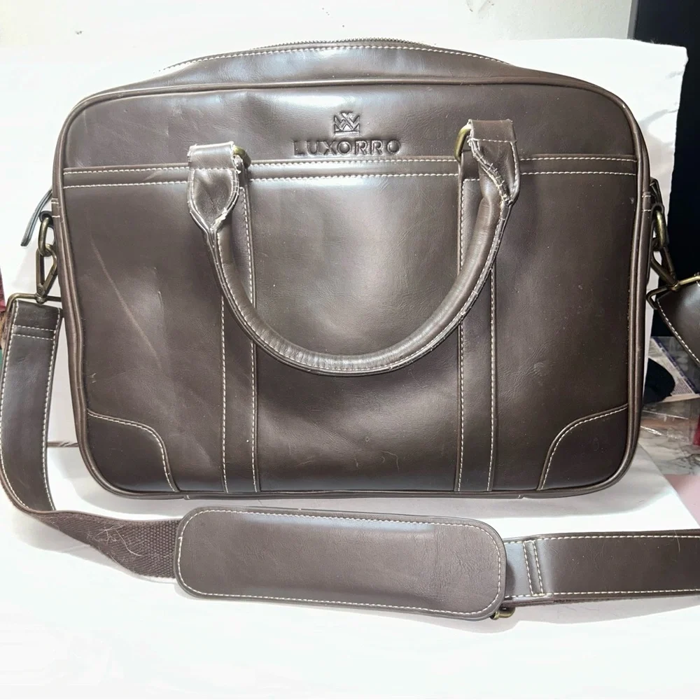 Luxorro Professional Brief Case Laptop Bag travel bag brown leather